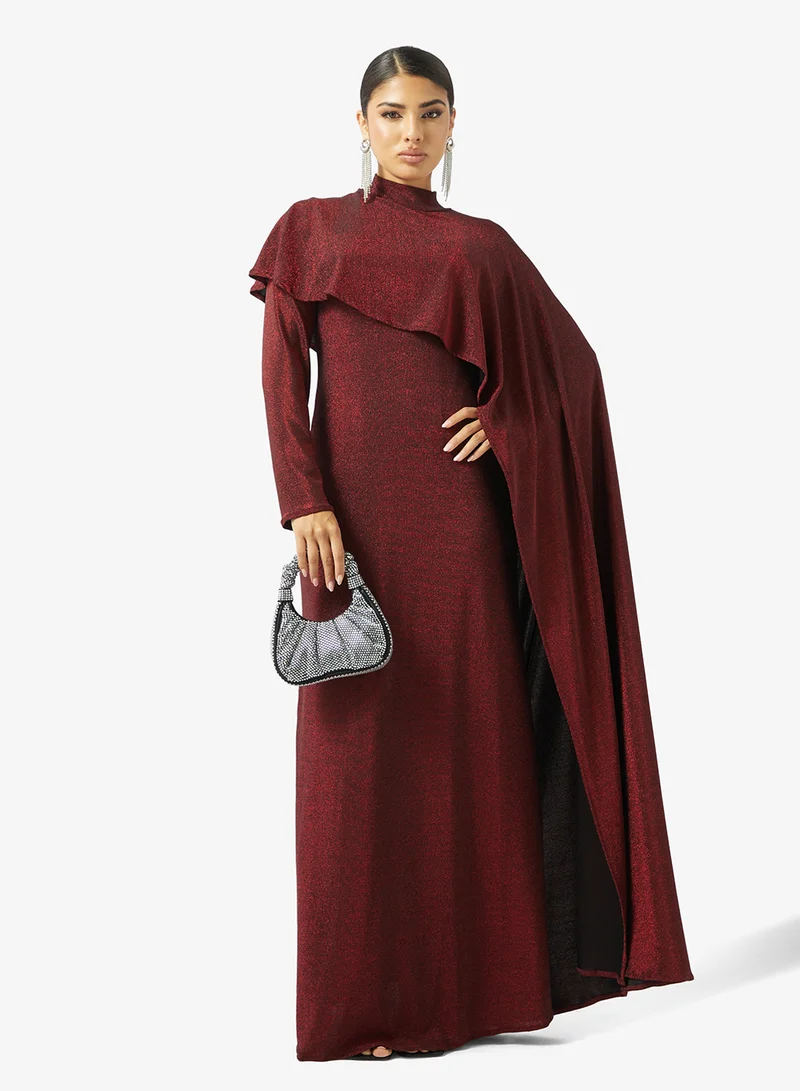Khizana  Dress With Aysmmetric Cape for Women | Best Price UAE